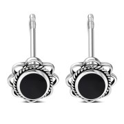Black Onyx Oval Earrings - e362